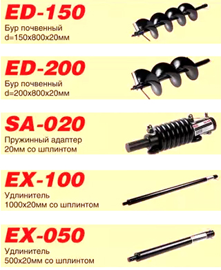 Фото Бур почвенный ф150х800x20мм ECO ED-150 (Совместимость: ECO GD-52, Oleo-mac MTL 51)